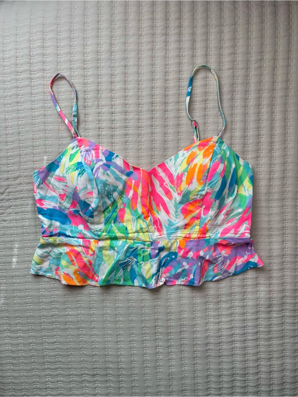 Lilly Pulitzer Linnea Peplum Crop Top Camisole in Sparkling Sands size 6
